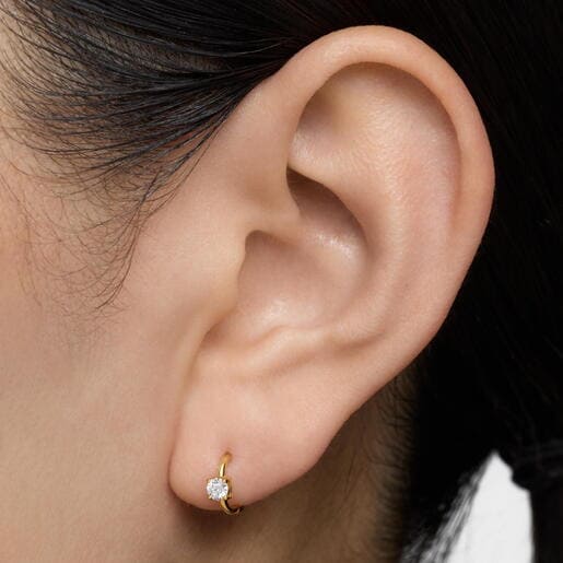 Arete individual aro de oro 14 kt y diamante creado en laboratorio 0,10 ct Shine LGD