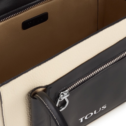 Mittelgroße Shoppingtasche TOUS Empire aus Leder in Beige und Schwarz