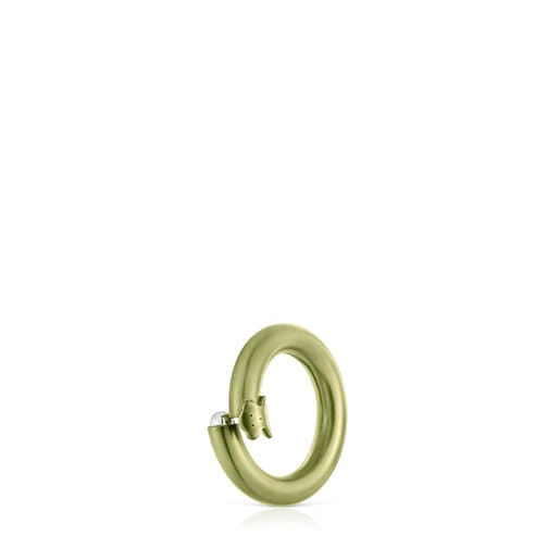 טבעת Hold קטנה מכסף בצבע ירוק