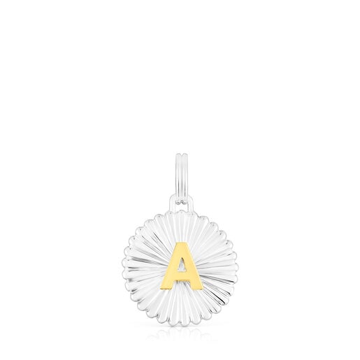 Pendentif médaille lettre A TOUS Alphabet argent et argent vermeil