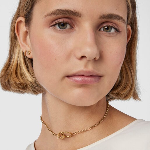 Gold TOUS Good Vibes clover – serpent Earrings with Diamonds