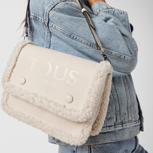 Medium New Audree Crossbody bag with beige-colored sheepskin