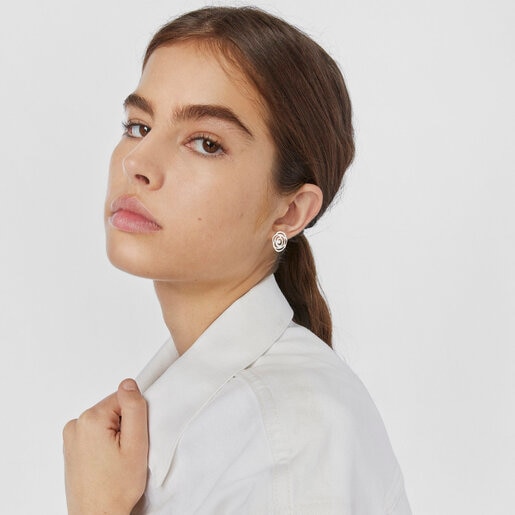 Silver TOUS Rosa d'Abril Earrings 1,5cm.