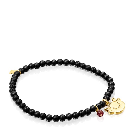 Chinese New Year Ox Bracelet in Vermeil silver and Onyx