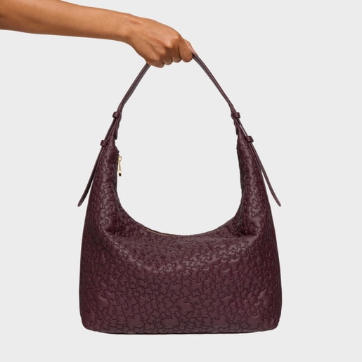 Large burgundy Shoulder bag TOUS Puffy Bear