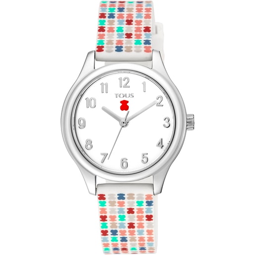 Reloj analógico Tartan Kids de acero con correa de silicona multicolor