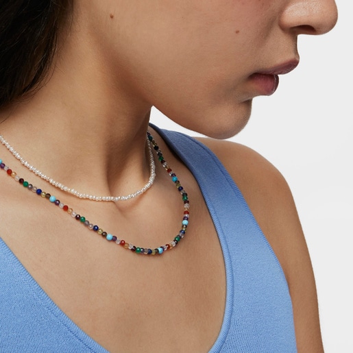 Silver Vermeil TOUS Good Vibes Choker with Gemstones