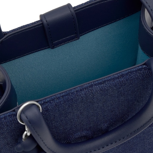 תיק מיני Brenda‏ TOUS בצורת קובייה בסגנון ג'ינס בצבע כחול