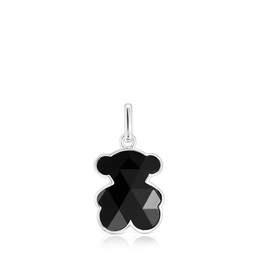 Pendente in argento con charm a orsetto in onice piccolo TOUS Icon Color