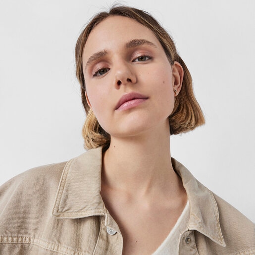 Aretes con baño de oro 18 kt sobre plata con estrella de zafiros y perla TOUS New Motif