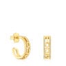 Boucles d’oreilles anneaux argent vermeil et diamants Logo