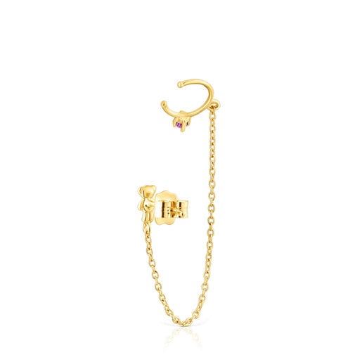 Earcuff TOUS Teddy Bear em ouro com pedra preciosa ametista