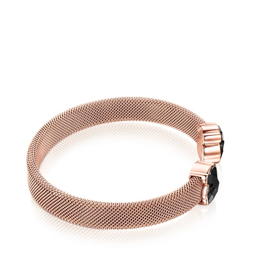 Pulseira Mesh Color em Aço IP rosado e Ónix