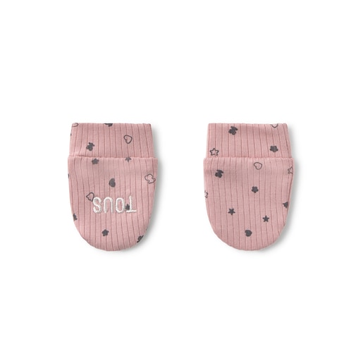 Baby hat and mittens set in Mini pink