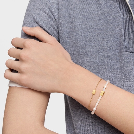 7 mm gold chain Bracelet with bear charm Sweet Dolls