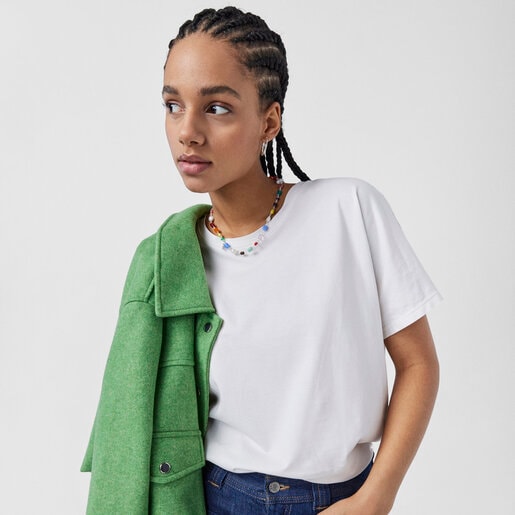 Silver Oceaan Necklace with multicolored glass and pearls