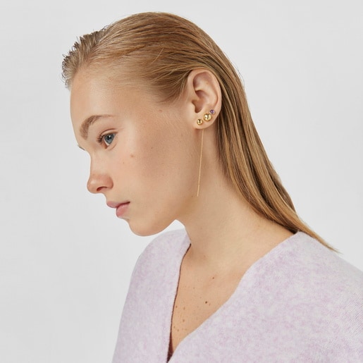 Long silver vermeil Plump Ball 1/2 earring