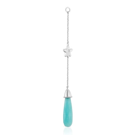 Long white-gold star Single earring with diamonds and amazonite TOUS Grain