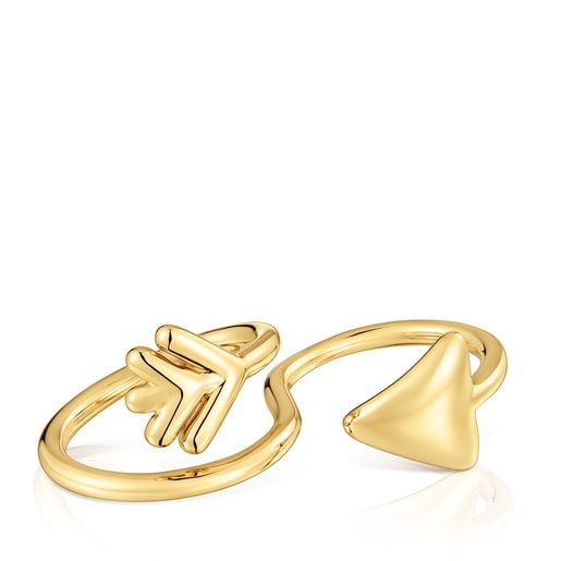 Anillo abierto con baño de oro 18 kt sobre plata TOUS Flechazo