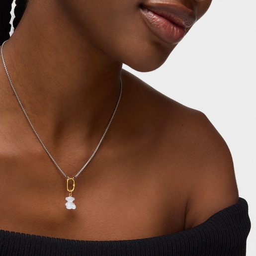 תליון דובון קטן Bold Bear מזהב 14 קראט עם קריסטל קוורץ