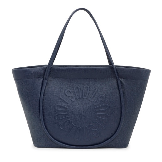 Large navy blue leather Tote bag TOUS Miranda