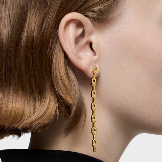 30 mm 18kt gold plating over silver logo long Earrings TOUS MANIFESTO