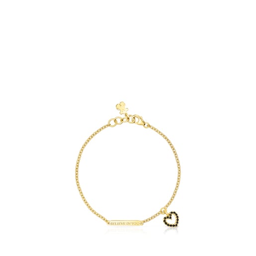 Pulsera corazón espinelas plata con baño de oro 18 kt sobre plata
