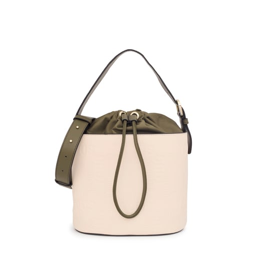 Loewe Women's Small Balloon Leather-trimmed Canvas Bucket Bag In Beige