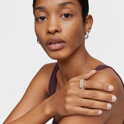Small two-tone and gemstones Ring Sugar Party