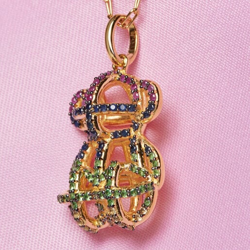 TOUS Silver Vermeil Costura Pendant with Gemstones | Westland Mall