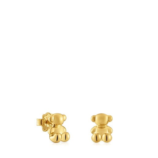 Bold Bear 10 mm bear Earrings with 18kt gold plating over silver