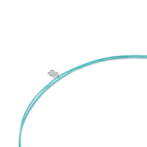 Silver, turquoise nylon and amazonite Necklace TOUS Unlock