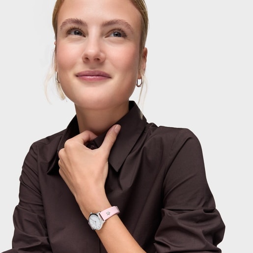 Reloj analógico con correa rosa y acero EPIC ICON KDT CHARMS