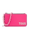 Portefeuille accroché avec pochette pour téléphone portable fuchsia TOUS Carol