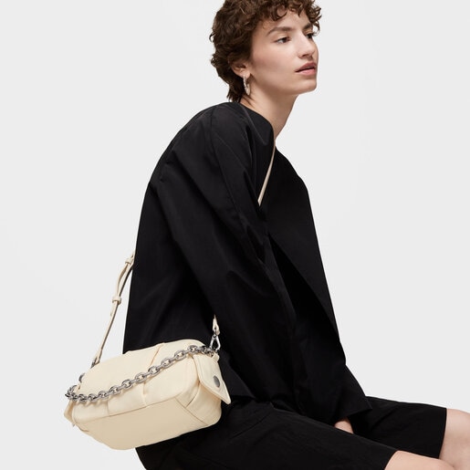 Beige Crossbody reporter bag TOUS Jane Soft