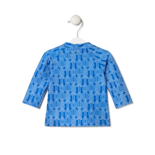 Long-sleeved beach t-shirt in Line blue