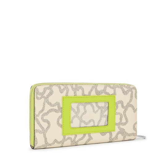 ארנק Kaos Legacy בינוני בצבעי בז' וירוק ליים