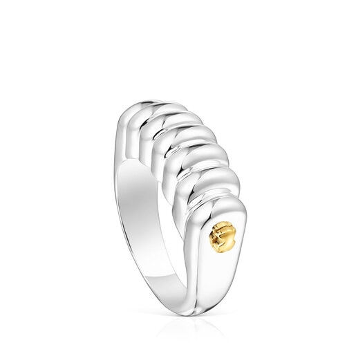 Anillo barra de plata y baño de oro 18 kt sobre plata Virtual Garden