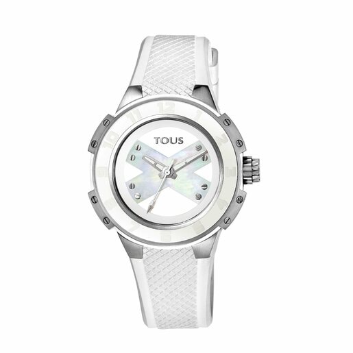 Steel Xtous Lady Watch with white Silicone strap