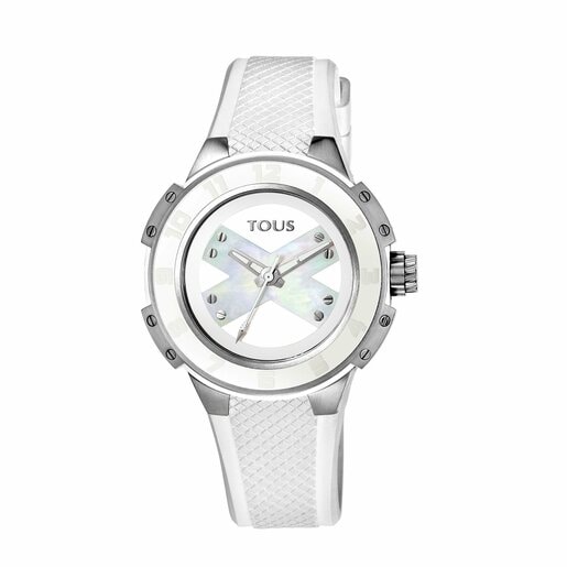 Montre Xtous Lady en Acier avec bracelet en Silicone blanc