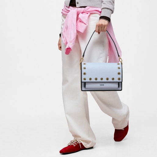 Bandolera mediana azul grisaceo Audree Trampantojo