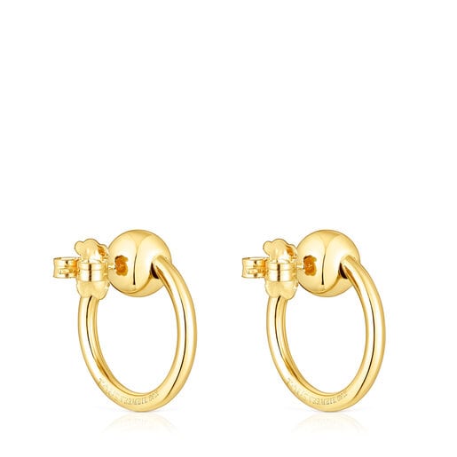 Pendientes con baño de oro 18 kt sobre plata círculo Plump