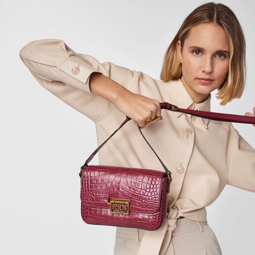 バーガンディのレザー製クロスボディバッグ Tous Legacy Wild