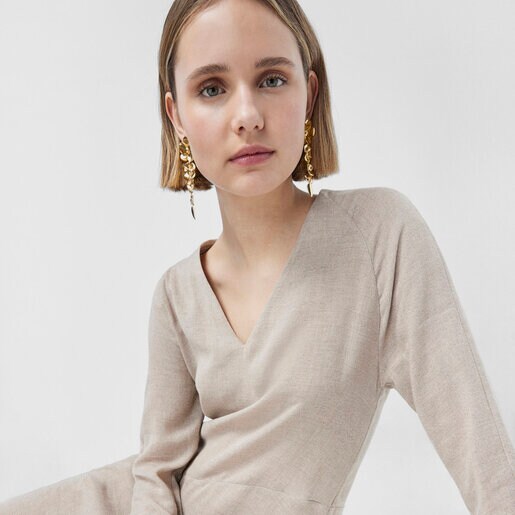 עגילי פריג'ל עלים ופרחים ארוכים ורמייל צהוב