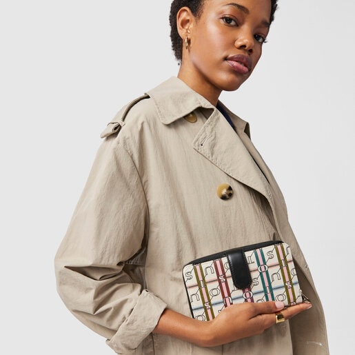 Средний бежево-черный кошелек TOUS Crossroad