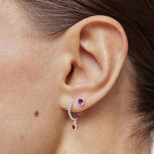 Silver short/long Earrings with gemstones TOUS Basic Colors