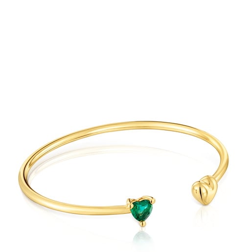 18kt gold plating over silver Bangle with laboratory-grown emerald Garden Of Love LGG