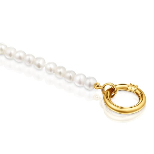 Bracelet with cultured pearls and 18kt gold plating over silver Hold