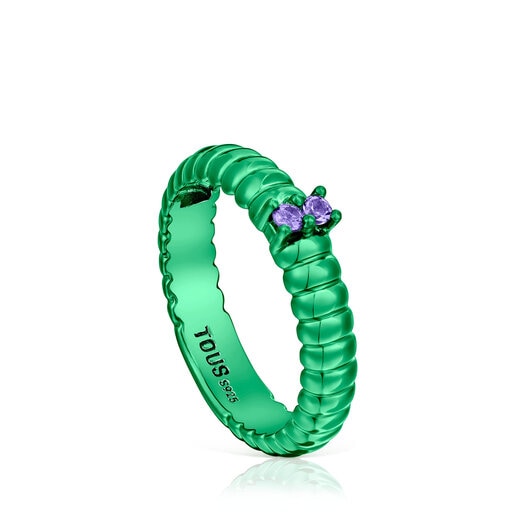 Anillo de plata en color verde con amatista Garden | TOUS