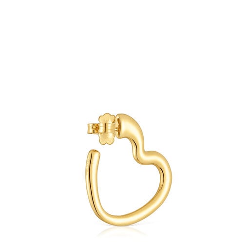 Single heart Hoop earring with 18kt gold plating over silver My Other Half